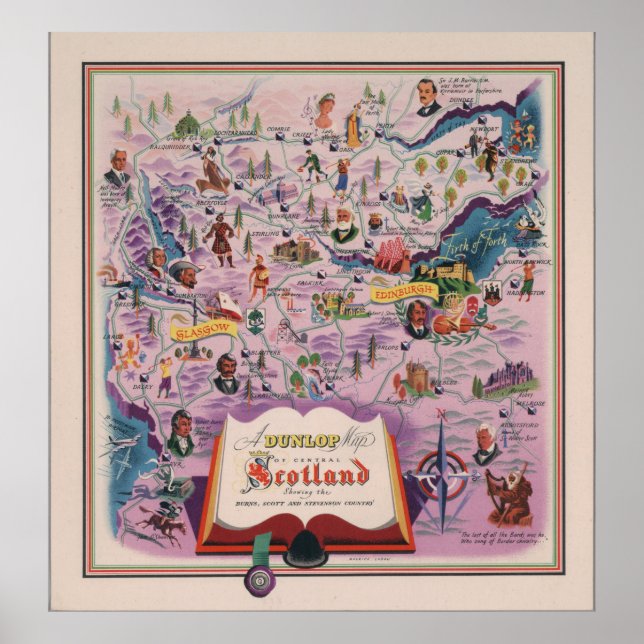 Affiche Carte Dunlop de l'Ecosse centrale (Devant)