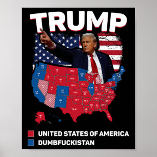 Affiche Carte électorale 2024 États-Unis d'Amérique Dumbis