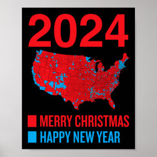 Affiche Carte électorale 2024 exacte Joyeux Noël Joyeux N