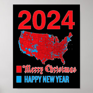 Affiche Carte électorale 2024 exacte Joyeux Noël Joyeux N
