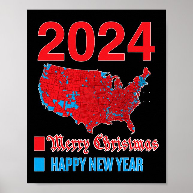 Affiche Carte électorale 2024 exacte Joyeux Noël Joyeux N (Devant)