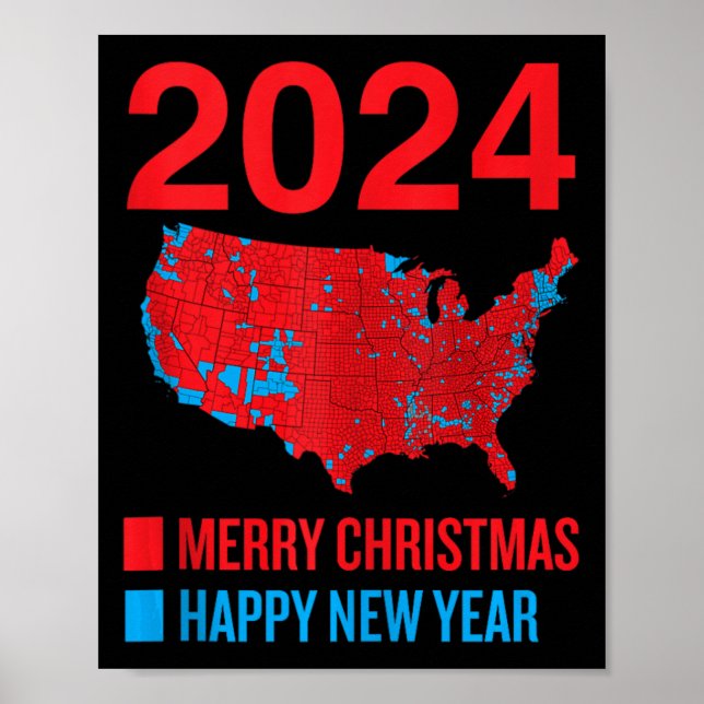 Affiche Carte électorale 2024 exacte Joyeux Noël Joyeux N (Devant)
