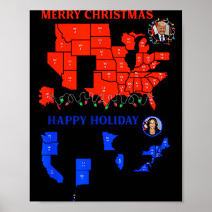 Affiche Carte électorale 2024 Joyeux Noël Trump Glissement