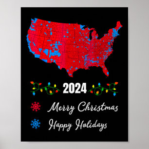 Affiche Carte électorale 2024 Joyeux Noël Trump Nouveau Pr
