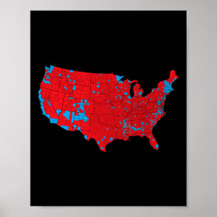 Affiche Carte électorale 2024 Red Trump Vance Defeat Blue