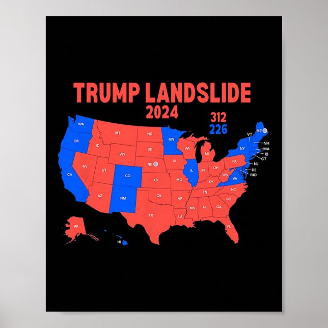 Affiche Carte électorale 2024 Trump 312 - Glissement de te (Devant)