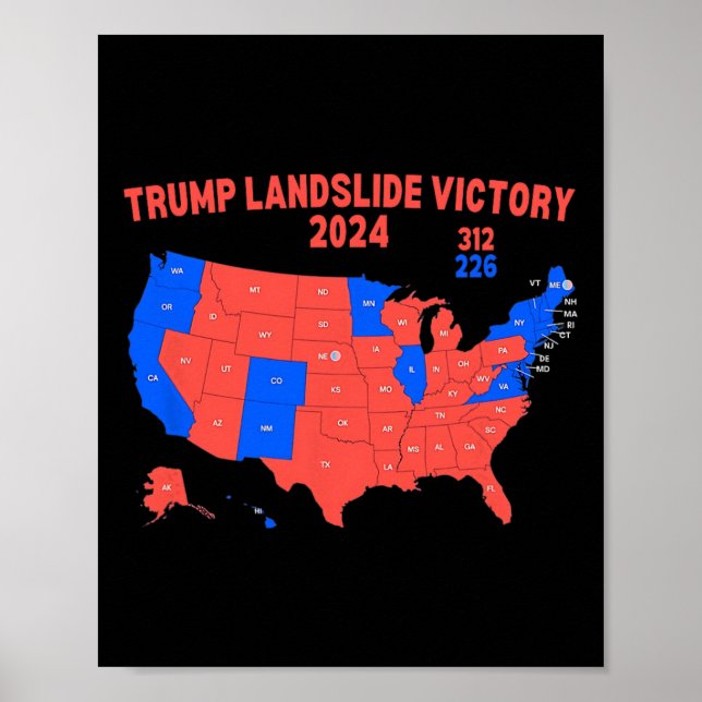 Affiche Carte électorale 2024 Trump 312 Trump Landslide (Devant)