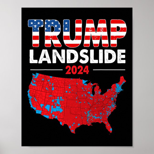 Affiche Carte électorale 2024 Trump Défilé Élections rouge (Devant)