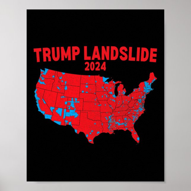 Affiche Carte électorale 2024 Trump Défilé Élections rouge (Devant)