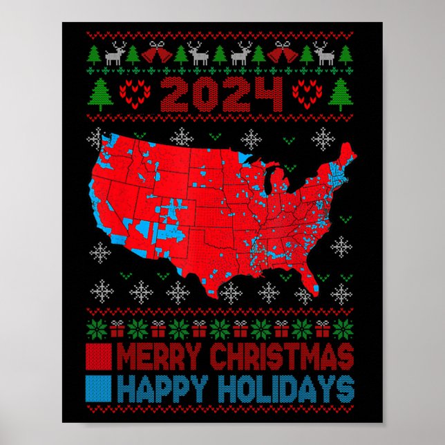 Affiche Carte électorale 2024 Trump Glissement de terrain  (Devant)