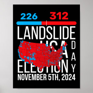 Affiche Carte électorale 2024 Vote final 312 Trump Landsli