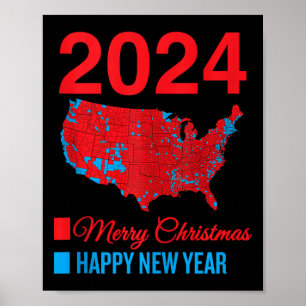 Affiche Carte électorale exacte Joyeux Noël Joyeux Nouvel 