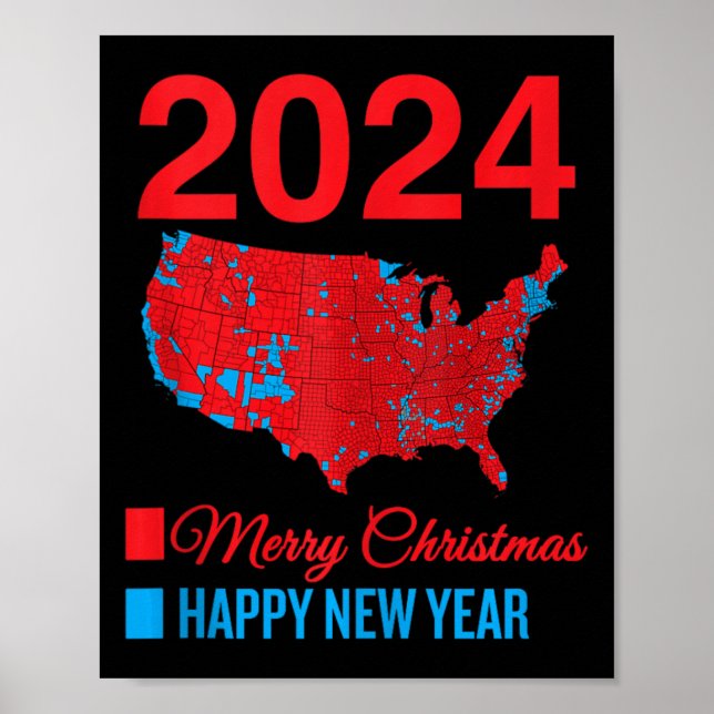 Affiche Carte électorale exacte Joyeux Noël Joyeux Nouvel  (Devant)