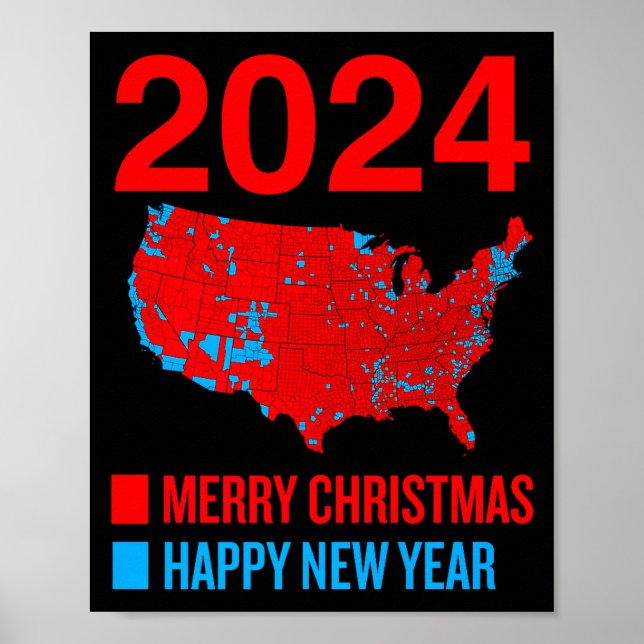 Affiche Carte électorale précise de 2024 Joyeux Noël Bonne (Devant)