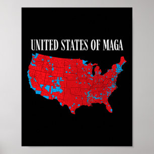 Affiche Carte Électorale Rouge 2024 États-Unis De Mega Tru