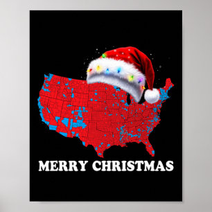 Affiche Carte électorale Trump Joyeux Noël Père Noël H