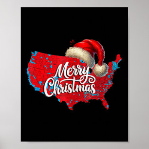 Affiche Carte électorale Trump Joyeux Noël Père Noël H