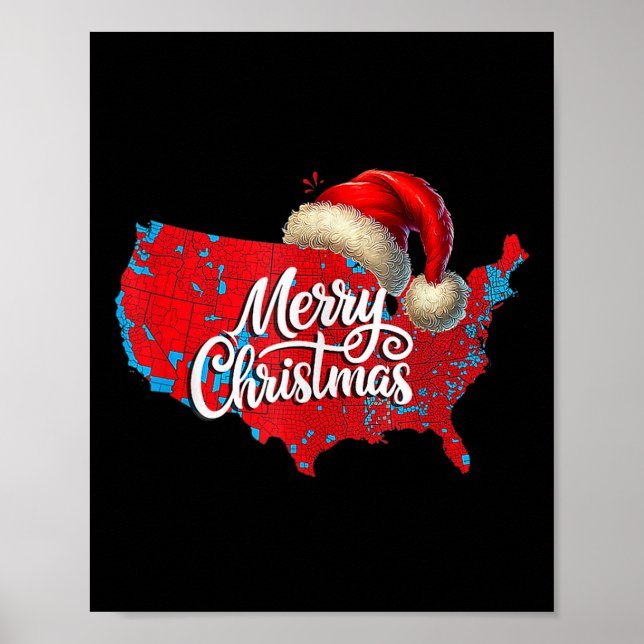 Affiche Carte électorale Trump Joyeux Noël Père Noël H (Devant)