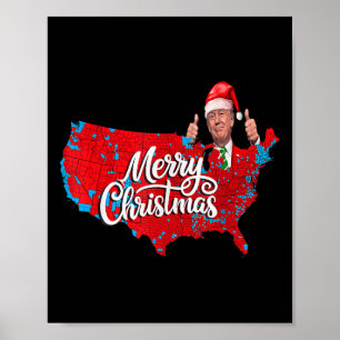 Affiche Carte électorale Trump Joyeux Noël Père Noël H