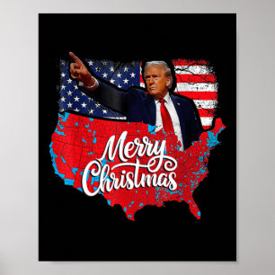Affiche Carte électorale Trump Joyeux Noël Père Noël H