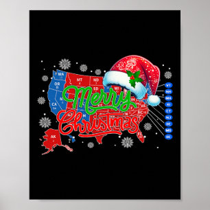 Affiche Carte électorale Trump Joyeux Noël Père Noël H