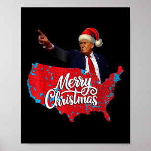 Affiche Carte électorale Trump Joyeux Noël Père Noël H
