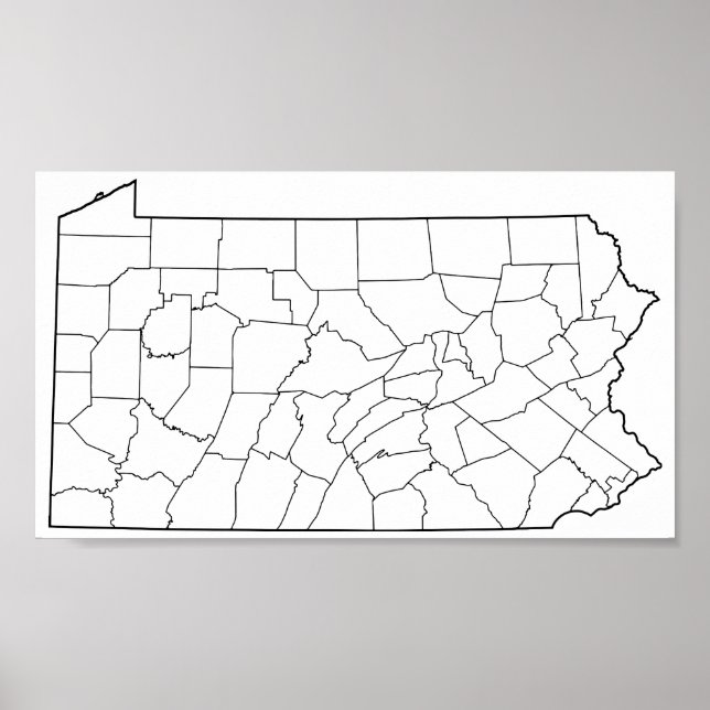 Affiche Carte en blanc des comtés de Pennsylvanie (Devant)
