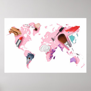 Affiche Carte en pastel du monde de Comestics