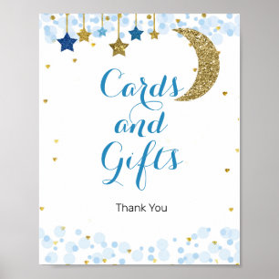 Affiche Carte et cadeau bleu lune d'or
