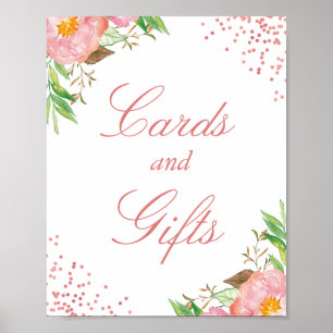 Affiche Carte et Cadeaux Chic Floral Rose Gold Confetti