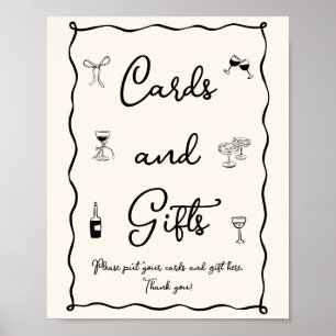 Affiche Carte et Cadeaux de Mariage Noir Italien