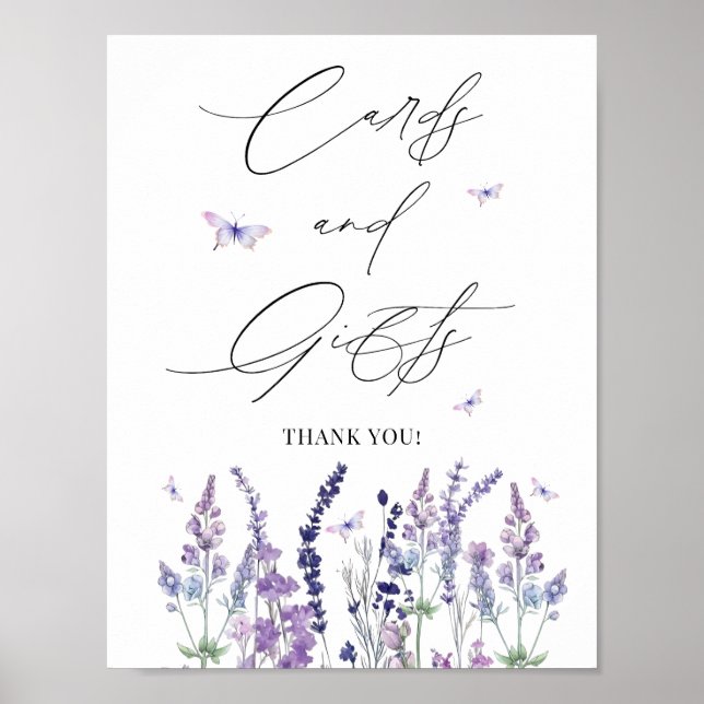 Affiche Carte et Cadeaux de Réception de Mariage aux Fleur (Devant)
