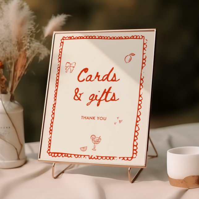 Affiche Carte et cadeaux de style italien à main orange (Créateur téléchargé)