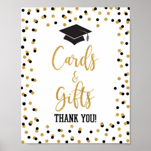 Affiche Carte et cadeaux Graduation Party Signer Black Gol