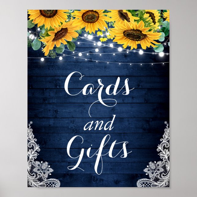 Affiche Carte et cadeaux Marine Blue Sunflower String (Devant)