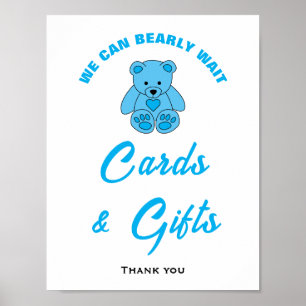Affiche Carte et cadeaux pour Baby Shower Ourson à venir