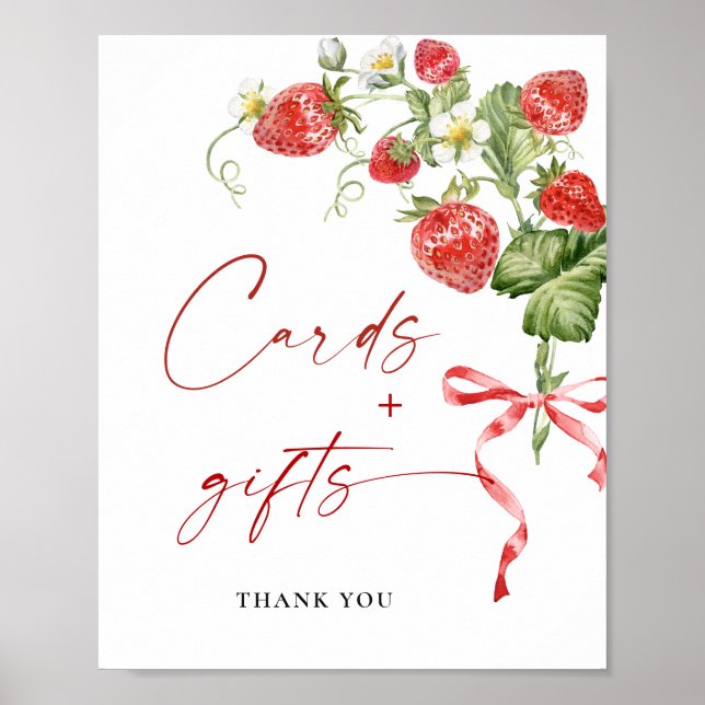 Affiche Carte et cadeaux pour bébé à la fraise et à l'aqua (Devant)