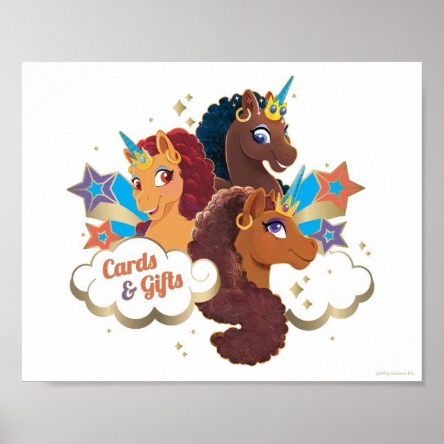 Affiche Carte et cadeaux Unicorn Afro Symbole d'Anniversai (Devant)