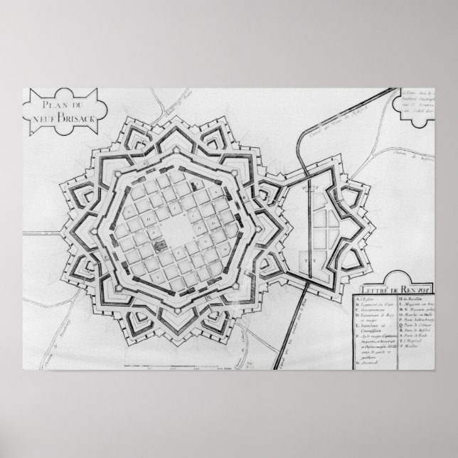 Affiche Carte et fortifications de Neuf-Brisach (Devant)