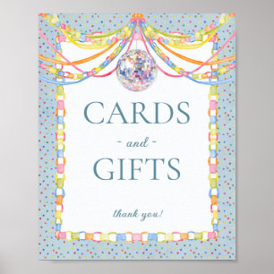Affiche Carte et panneau de cadeaux d'anniversaire Blue Cu