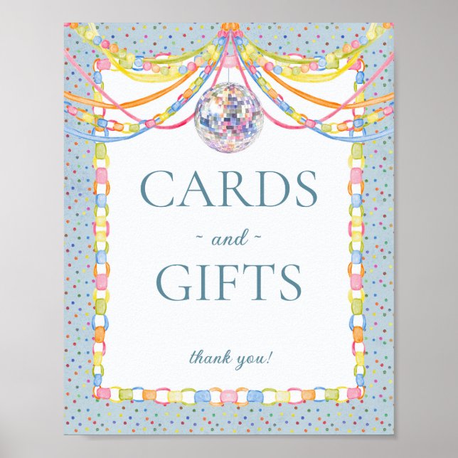 Affiche Carte et panneau de cadeaux d'anniversaire Blue Cu (Devant)