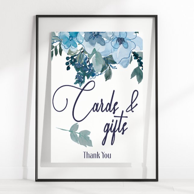 Affiche Carte et panneau de roses bleues modernes pastel p (Créateur téléchargé)