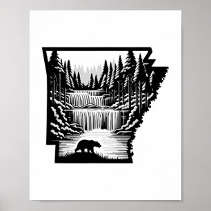 Affiche Carte et paysage de l'Arkansas