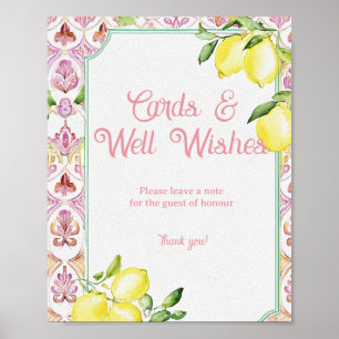 Affiche Carte et vœux de bonheur Signe Rose Jaune Douche a