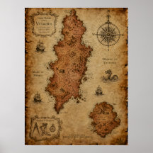 Carte Fantastique Antique — Île de Velmoris