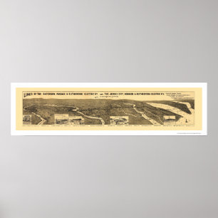 Affiche Carte ferroviaire électrique 1894 de chemin de fer