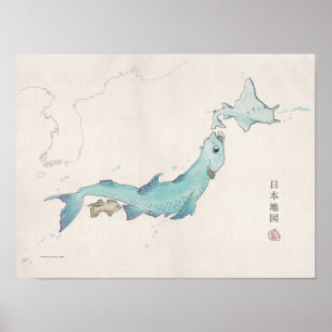 Affiche Carte Fish Japan (sans étiquette)