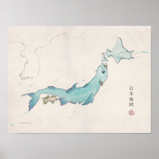 Affiche Carte Fish Japan (sans étiquette)