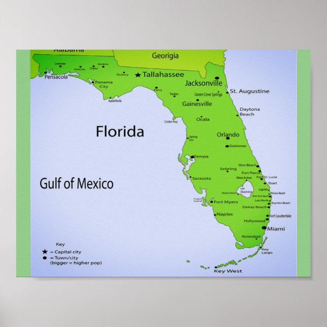 Affiche Carte Florida USA (Devant)