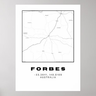 Affiche Carte Forbes minimalistes avec coordonnées